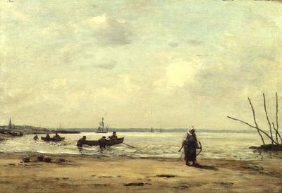 オンフルール付近の潮の干満、1864-66年頃（パネルに油彩） 作： Eugene Louis Boudin