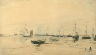 海のシーンのレクト、1870-85。 作： Eugene Louis Boudin