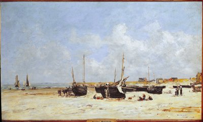 パ＝ド＝カレー州、ベルクの海岸にて（油彩・キャンバス 作： Eugene Louis Boudin