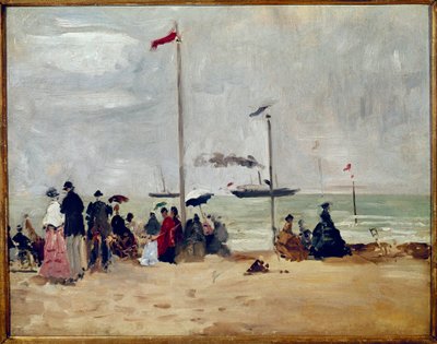ノルマンディー、トルヴィルの海岸にて（油彩・キャンバス 作： Eugene Louis Boudin