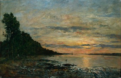 プルガステル、河口に沈む夕日、1870〜73年頃 作： Eugene Louis Boudin