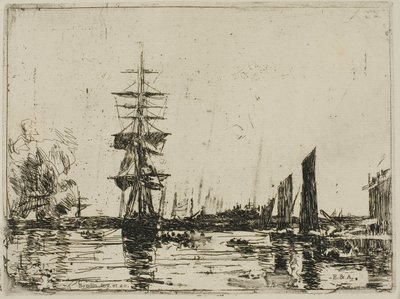ボートのある海の風景 作： Eugene Louis Boudin