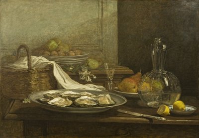牡蠣のある静物、1850年頃（キャンバスに油彩） 作： Eugene Louis Boudin