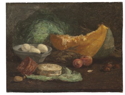 卵とカボチャのある静物、1853-56年頃 作： Eugene Louis Boudin