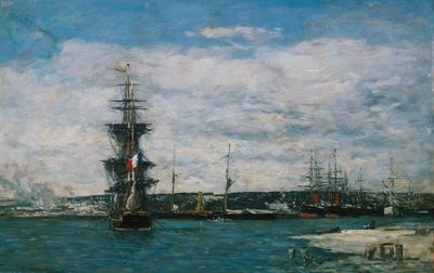 ハヴァーの港、1864-66年頃 作： Eugene Louis Boudin