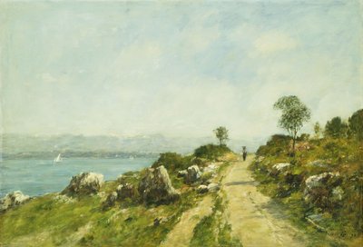 道、アンティーブ。アンティーブ、ラルート、1893 作： Eugene Louis Boudin