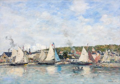 トルヴィルの港（1893年）。 作： Eugene Louis Boudin