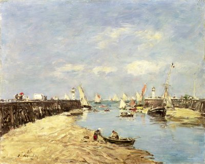トゥルーヴィル、桟橋と盆地、1896 作： Eugene Louis Boudin