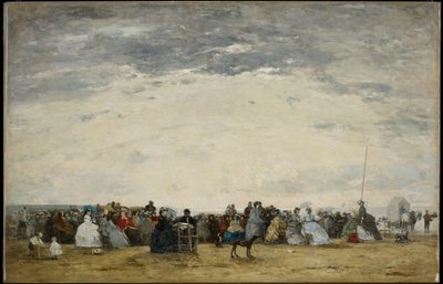 トルービルのビーチでの行楽客 作： Eugene Louis Boudin