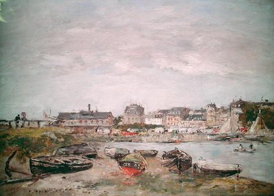 トルヴィルの港の風景 作： Eugene Louis Boudin