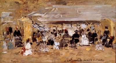 ノルマンディーのドーヴィル海岸の眺め ウジェーヌ・ルイ・ブダン（1824-1898）の絵画 19世紀 パリ、オルセー美術館 作： Eugene Louis Boudin
