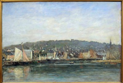 ウジェーヌ・ルイ・ブーダンによるトルーヴィル絵画の港の眺め 作： Eugene Louis Boudin