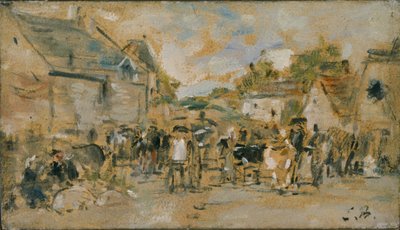 「村の市場」、1844-1898 作： Eugene Louis Boudin