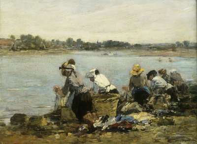 トルクでの洗濯婦; Les Lavandieres a la Touque、 作： Eugene Louis Boudin