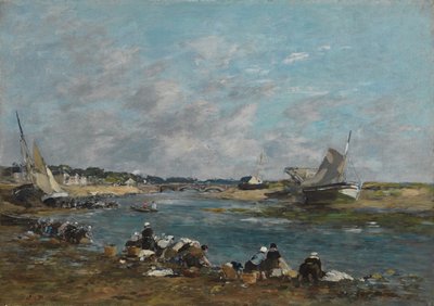 トゥーク川のほとりの洗濯婦;トゥークの腕の1つにラヴァンディエール、1866 作： Eugene Louis Boudin