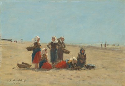 ベルクの浜辺の女たち、1881年。 作： Eugene Louis Boudin
