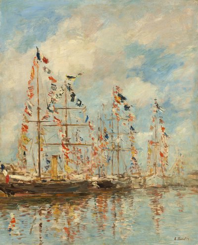 Trouville-Deauville の Yacht Basin、おそらく 1895 年 1896 年。 作： Eugene Louis Boudin