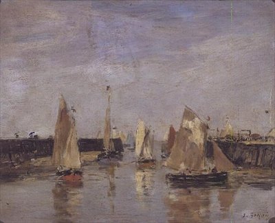 ハーバーのヨット 作： Eugene Louis Boudin