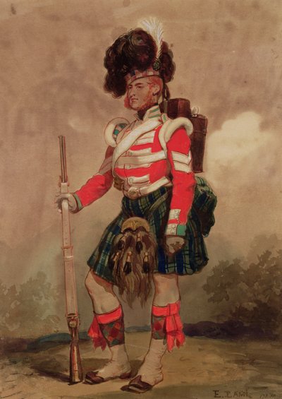 1853年のチョブハムキャンプでの第79ハイランダーズの兵士 作： Eugene Louis Lami
