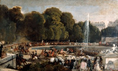 1841年のチュイルリー庭園でのオルレアン公爵夫人の入場 作： Eugene Louis Lami