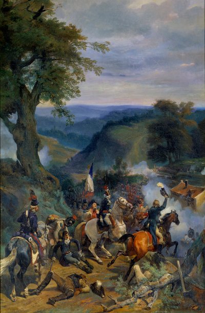 革命戦争：「1792年9月、デュムリエス将軍の指揮下でのアルゴンヌの防壁での戦い」 ウジェーヌ・ルイ・ラミ（1800-1890）の絵画 1834年 日。1,9x0,9 m 作： Eugene Louis Lami