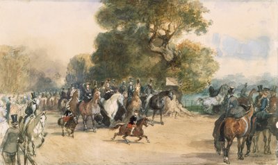 ハイドパークのシーン、1850 年代。 作： Eugene Louis Lami