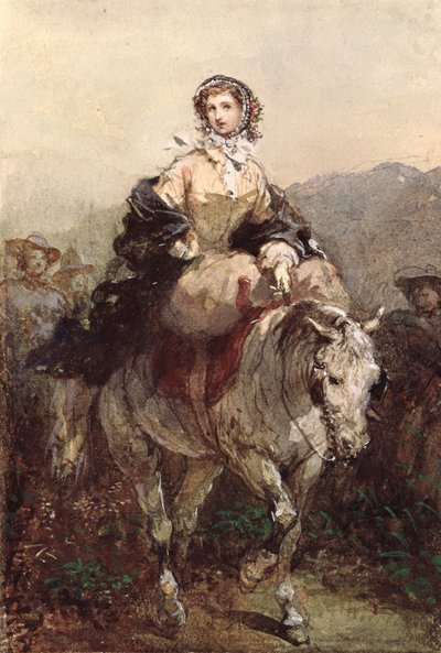 馬の若い女性 作： Eugene Louis Lami