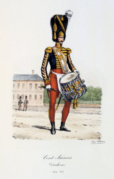 Cents-Suisses、ドラマー、1814-17 作： Eugene Titeux