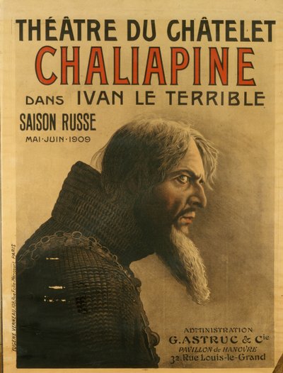 シャトレ劇場での「ロシアの季節」のポスター、1909 年 作： Eugene Verneau