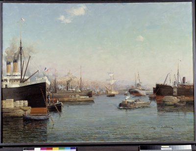 ラ・ジョリエットの港 Eugene de Barberiis (1851-1937) による絵画 20 世紀 Fondation Regards de Provence、マルセイユ 作： Eugene de Barberis