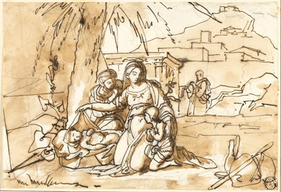 聖母子、聖アンナ、幼子聖ヨハネ、背景は聖ヨセフ 作： Eugenio Agneni