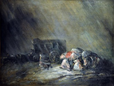 嵐の下の駅馬車 作： Eugenio Luca y Velasquez