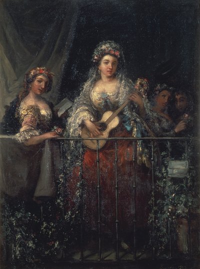 バルコニーの女性、1862 作： Eugenio Lucas Velázquez