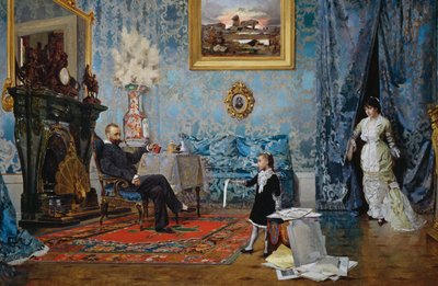 ファブリチ家、1880年頃、エウジェニオ・スコパリーニ作（1845-1913）、キャンバスに油彩、68x187 cm、イタリア 作： Eugenio Scomparini