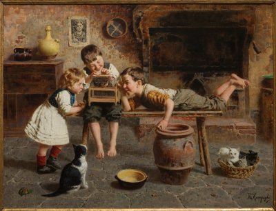 子供の遊び（キャンバスに油彩） 作： Eugenio Zampighi