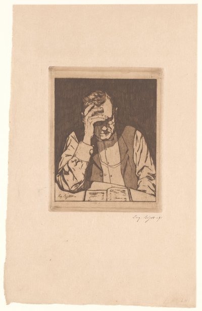 読書マン 作： Eugène Bejot (signed by artist)