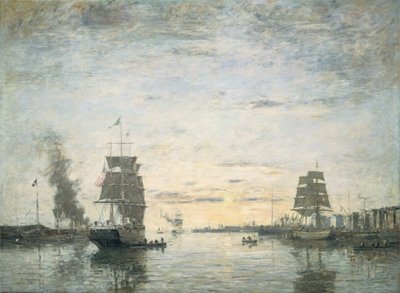 港への入り口、ルアーブル 作： Eugène Boudin