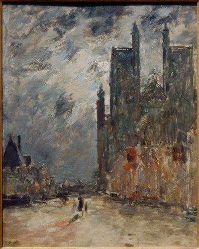 夜のアビービル大学教会 作： Eugene Louis Boudin