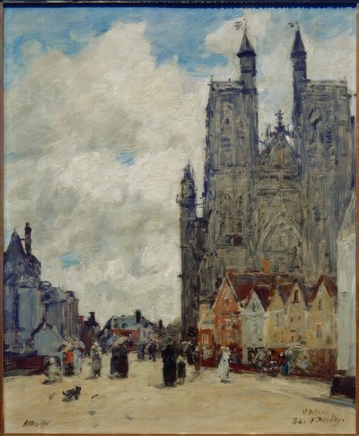 サンヴルフランの街と教会 作： Eugene Louis Boudin