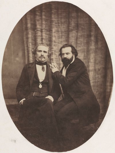 俳優ピエール・ボカージュと友人の肖像、c。 1860。 作： Eugène Colliau