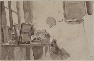 スタジオの一角、1825年頃。 作： Eugène Delacroix