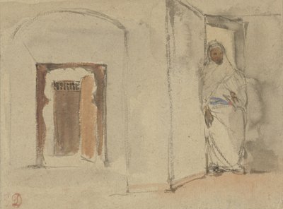 彼の家のドアでアラブ 作： Eugène Delacroix