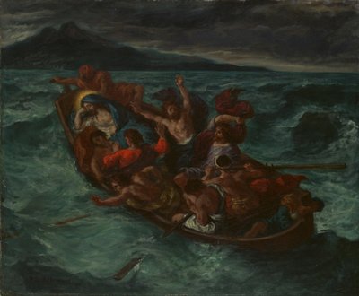 テンペスト中に眠っているキリスト、ca。 1853年。 作： Ferdinand Victor Eugene Delacroix