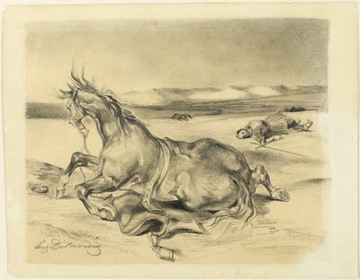 倒れた馬と死んだ騎士 作： Eugène Delacroix