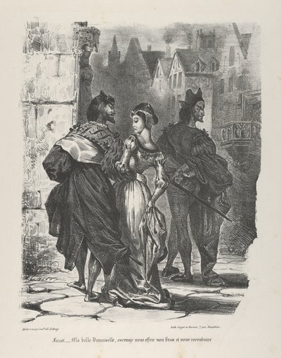 マルグリット・ゲーテを誘惑しようとするファウスト, ファウスト, 1825-27., 1825-27. 作： Eugène Delacroix