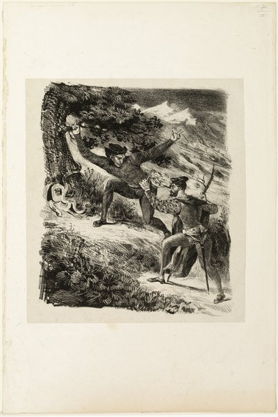 ハルツ山脈のファウストとメフィストフェレス 作： Eugène Delacroix