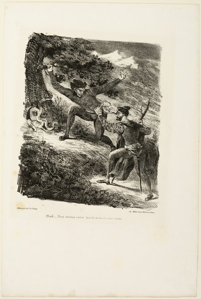 『ファウスト』より ハルツ山脈のファウストとメフィストフェレス 作： Eugène Delacroix