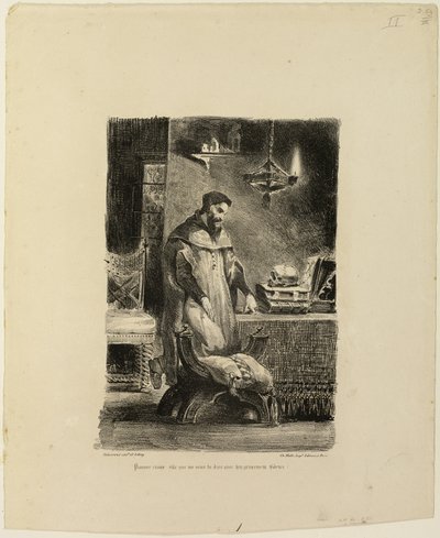 彼の研究におけるファウスト 作： Eugène Delacroix