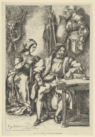 ゲッツ・フォン・ベルリヒンゲンが回顧録を書いている、1845年以降., 1845年以降. 作： Eugène Delacroix