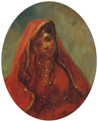 モロッコの女性の半身像 作： Eugène Delacroix